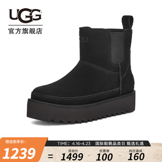 UGG 春季女士休闲舒适纯色平底圆头时尚短靴雪地靴1158051 BLK  黑色 36 BLK | 黑色