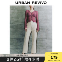 URBAN REVIVO UR2024春季女装时尚简约气质通勤百搭纯色直筒裤UWG640028 卡其灰 XXS