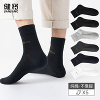 JianJiang 健将 袜子男士纯棉不臭脚抗菌吸汗夏季男中筒透气非100%全棉商务袜