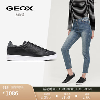 GEOX 杰欧适 女鞋春季休闲板鞋舒适旅游小黑鞋D621BA 黑色C9999 35