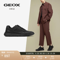 GEOX 杰欧适 男鞋2024年早春圆头舒适酷帅时尚休闲鞋U45E1A 黑色C9999 44