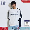 Gap 盖璞 男女装2024夏季新款圆领撞色拼接短袖T恤宽松运动上衣885845