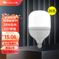 FEIDIAO 飞雕 LED灯泡柱泡节能灯 E27大螺口家用商用功率光源超亮白光球泡 25W白光|E27大螺口