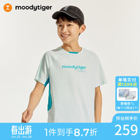 moodytiger 男童短袖T恤24夏季个性撞色拼接吸汗宽松运动上衣