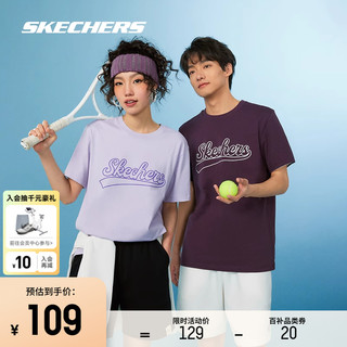 SKECHERS 斯凯奇 印花T恤2024年春季男女同款情侣美式凉感速干短袖