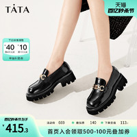 TATA 他她 粗跟乐福鞋女英伦风厚底小皮鞋女款2024春季新款WG901AA4