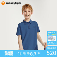 moodytiger 男童运动polo衫24春季翻领短袖上衣