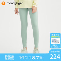 moodytiger 女童紧身裤24年春季弹力针织个性运动长裤 |小云朵 秘色灰 110cm
