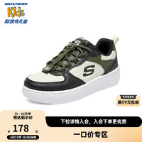 SKECHERS 斯凯奇 儿童休闲板鞋春秋透气男女童时尚小白鞋319499L/405232L 黑色/橄榄色/BKOL 39