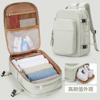 旅行包大容量双肩包女士出差行李包袋男士健身背包电脑包9656灰绿
