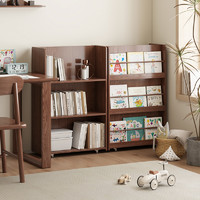 移动书架实木书柜落地置物架收纳家用床头双面柜子卧室绘本杂志架