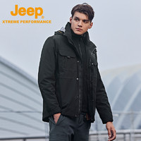 Jeep 吉普 冲锋衣男三合一可拆卸外套户外防水防风服装御寒抓绒夹克