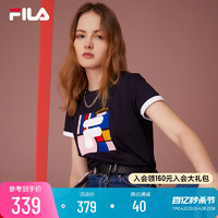 FILA 斐乐 女士短袖T恤2024夏季新款纯棉半袖针织衫女装运动上衣女