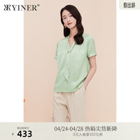 YINER 音儿 商场同款女装2023夏季新款飘带衬衫上衣 浅绿 36