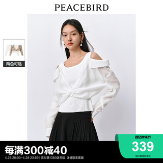 PEACEBIRD 太平鸟 2024年夏季新款气质雪纺衫假两件衬衫女