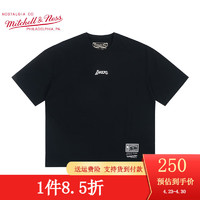 mitchell & ness 运动T恤男 NBA湖人公牛凯尔特人队短袖男 MN纯棉圆领半袖男士短袖 湖人队-黑色 M