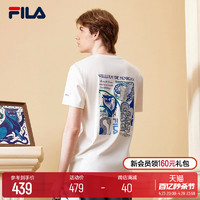 FILA 斐乐 ×V&A联名系列斐乐男子运动短袖T2024春新百搭基础纯棉T恤男