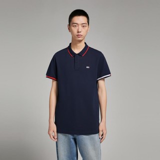 TOMMY HILFIGER Tommy Jeans 春夏男女撞色袖口镶边短袖POLO衫12963