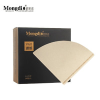 Mongdio 咖啡滤纸 滴漏式美式咖啡V60手冲咖啡过滤纸 V型1-2人份本色100枚（7仓配送）