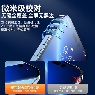 Anker安克苹果14/13钢化膜iPhone15ProMax秒贴手机膜12全屏覆盖