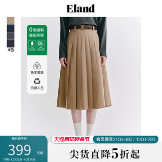 E·LAND 衣恋 Eland衣恋半身裙女美拉德中长百褶A字裙2024春季新款