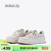 Bella Lily2024春季欧式真皮小白鞋女厚底板鞋牛皮时尚休闲鞋 米白 38