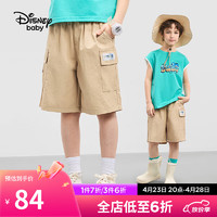 迪士尼（DISNEY）童装儿童男童工装中裤梭织耐磨易打理运动裤子24夏DB421NE05卡160 卡其