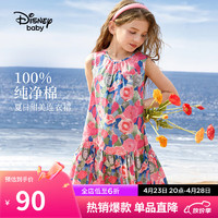 Disney 迪士尼 童装儿童女童背心连衣裙A型艺术花朵公主裙子24夏DB421AA10浪110