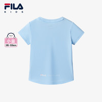 FILA【凉感】斐乐儿童童装2024夏季小童女童运动圆领短袖T恤 浅天蓝-LB 105cm