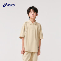 asics/亚瑟士童装2024夏季男童吸湿速干防晒遮热休闲短袖T恤 8858卡其 110cm