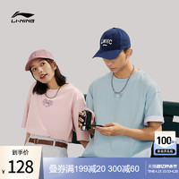 LI-NING 李宁 短袖T恤男女2024新款运动时尚系列春季圆领宽松休闲运动服