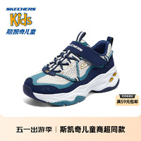 SKECHERS 斯凯奇 童鞋休闲男女童运动鞋中大童熊猫鞋老爹鞋405210L 海军蓝色/多彩色/NVMT 39