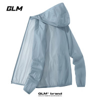GLM防晒衣男夏季轻薄透气户外运动钓鱼男士带帽防晒服 蓝灰 XL