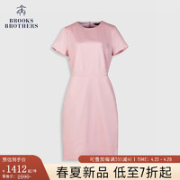 布克兄弟（BrooksBrothers）女士24春夏新棉气质圆领收腰简约连衣裙 B655-粉色 2