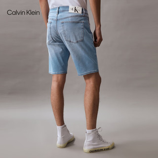 Calvin Klein Jeans24春夏男士经典标牌洗水微弹休闲牛仔短裤J325421 1AA-牛仔浅蓝 29