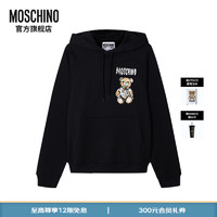 MOSCHINO莫斯奇诺24早春女士Teddy Bear手绘线条小熊徽标连帽卫衣 黑色 42