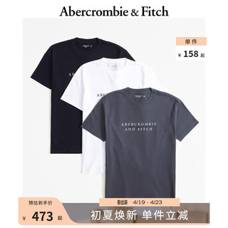 Abercrombie & Fitch 男装女装套装 24春夏3件装印花时尚休闲短袖T恤 358795-1 多色 M (180/100A)