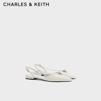 CHARLES&KEITH24夏季法式尖头平底链条凉鞋女CK1-70900512 粉白色Chalk 37