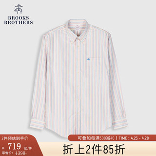 布克兄弟（BrooksBrothers）男士24春夏棉多彩条纹长袖休闲衬衫 9003-多彩条纹 M