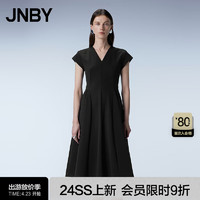 江南布衣（JNBY）24夏连衣裙赫本风优雅气质女V领短袖5O4G12850 001/本黑 S