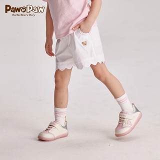 PawinPaw卡通小熊童装2024年夏季女宝宝波浪边短裤宽松舒适 粉红色/25 090