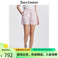 JUICY COUTURE橘滋短裤女24夏季美式多巴胺宽松舒适显瘦条纹休闲短裤 翻糖粉 XS