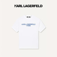 Karl Lagerfeld卡卡尔拉格斐轻奢老佛爷男装 2024春logo刺绣休闲T恤241N1715 白色 46