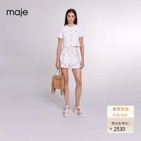 Maje2024春夏女装设计感镂空白色高腰短裤休闲裤MFPSH00551 淡褐色 T34
