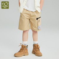 拉比（Labi Baby）童装男童裤子儿童短裤舒适透气立体大口袋工装裤夏季薄 卡其 130 