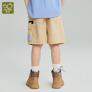 拉比（Labi Baby）童装男童裤子儿童短裤舒适透气立体大口袋工装裤夏季薄 卡其 130 