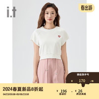 :CHOCOOLATE it 女装短款短袖T恤2024夏季青春活力上衣001080 WHX/白色 L