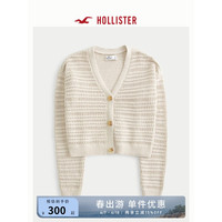 HOLLISTER24春夏辣妹宽松休闲镂空钩针织开衫 女 357936-1 奶油色 XL (170/108A)