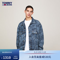 TOMMY JEANS24春季男女纯棉美式复古满印宽松牛仔外套DM0DM18971 深牛仔蓝1A5 XS