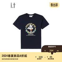 :CHOCOOLATE it 女装圆领短袖T恤2024春季可爱甜美印花1838XSM NYL/藏青色 XS